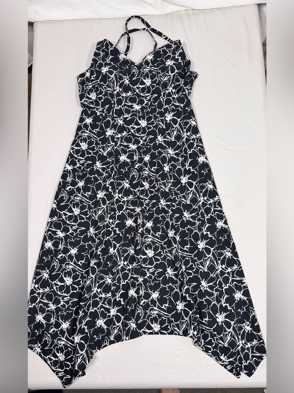 Krimson Klover Black & White Floral Halter Dress, Sz S